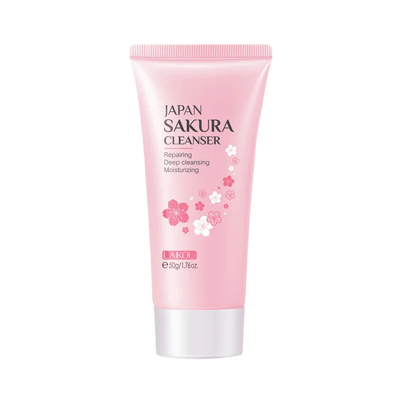 LAIKOU Japan Sakura Cleanser Reparing Gengle Deep Cleaning Moisturizing Remove Blackhead Pore Face Skin Care Skin Cleanser 50g