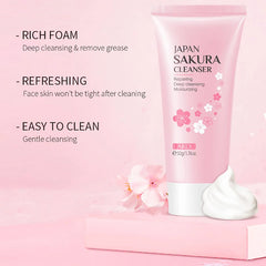 LAIKOU Japan Sakura Cleanser Reparing Gengle Deep Cleaning Moisturizing Remove Blackhead Pore Face Skin Care Skin Cleanser 50g