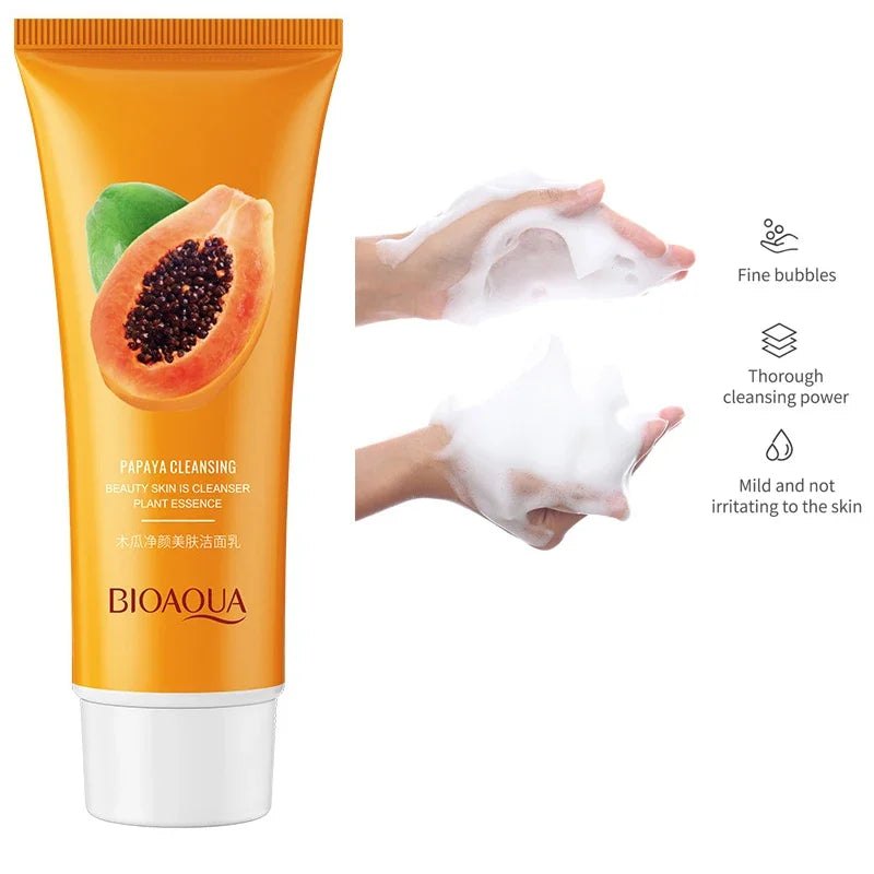 Poquan Ya Papaya Cleanser Foam Dense Clean, Soft, Moisturizing and Moisturizing Cleanser