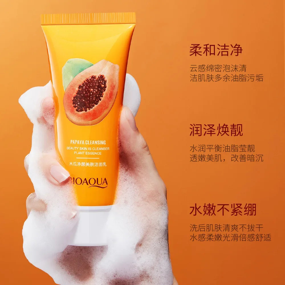 Poquan Ya Papaya Cleanser Foam Dense Clean, Soft, Moisturizing and Moisturizing Cleanser