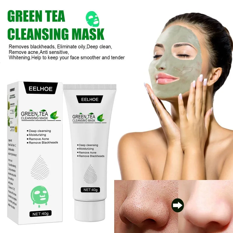 Green Tea Mask Solid Face Mask Stick Oil Control Moisturizing Cleaning Mask Acne Treatment Blackhead Remove Pores Purifying