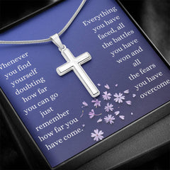 To my daughter/ Cross Necklace / positive affirmation gift