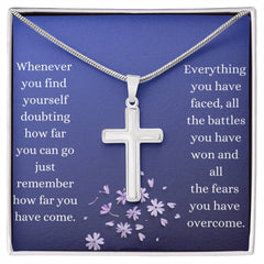 Gift for my daughter/ positive affirmation necklace/ keep going/ cross necklace